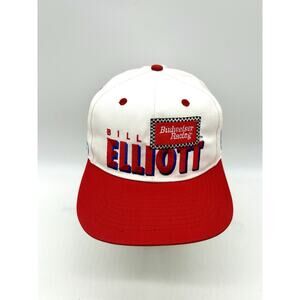 Vintage 90s Bill Elliott Hat Cap Snap Back NASCAR Racing Budweiser Men's NOS